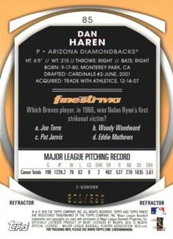 2010 Finest - Refractors #85 Dan Haren Back