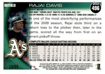 2010 Topps - Black Border #496 Rajai Davis Back