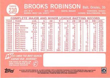 2010 Topps - The Cards Your Mom Threw Out (Original Back) #230 Brooks Robinson Back