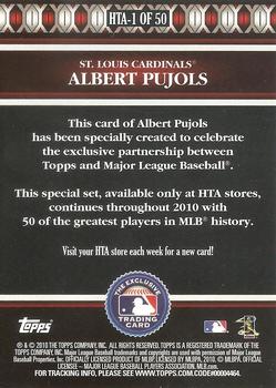 2010 Topps Logoman HTA #HTA-1 Albert Pujols Back