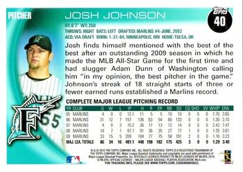 2010 Topps - Black #40 Josh Johnson Back