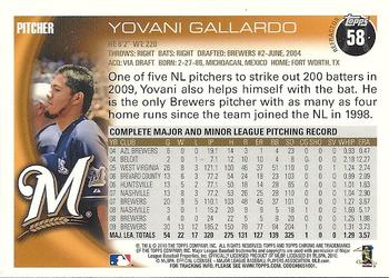 2010 Topps Chrome - Orange Refractors #58 Yovani Gallardo Back