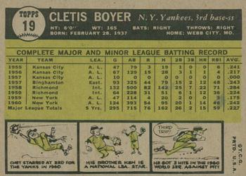 2010 Topps Heritage - 50th Anniversary Buybacks #19 Cletis Boyer Back