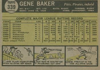 2010 Topps Heritage - 50th Anniversary Buybacks #339 Gene Baker Back