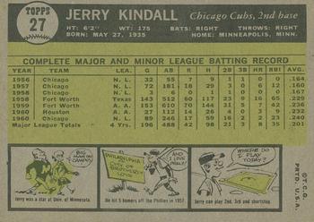 2010 Topps Heritage - 50th Anniversary Buybacks #27 Jerry Kindall Back