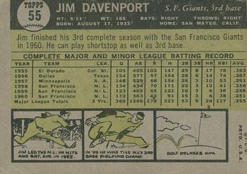 2010 Topps Heritage - 50th Anniversary Buybacks #55 Jim Davenport Back