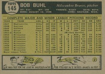 2010 Topps Heritage - 50th Anniversary Buybacks #145 Bob Buhl Back