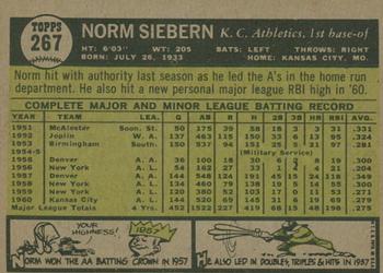 2010 Topps Heritage - 50th Anniversary Buybacks #267 Norm Siebern Back