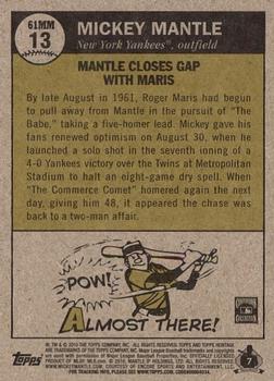 2010 Topps Heritage - Mantle Chase '61 #MM13 Mickey Mantle Back