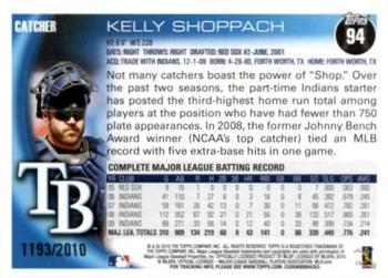 2010 Topps Opening Day - Blue #94 Kelly Shoppach Back