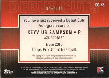 2010 Topps Pro Debut - AFLAC Debut Cut Autographs #DC-KS Keyvius Sampson Back