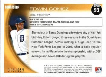 2010 Topps Pro Debut - Blue #93 Edwin Gomez Back