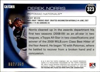 2010 Topps Pro Debut - Blue #323 Derek Norris Back
