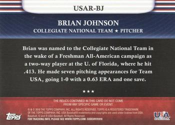 2010 Topps USA Baseball - Triple Jerseys #USAR-BJ Brian Johnson Back