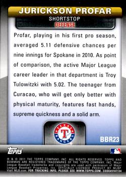 2011 Bowman - Bowman's Brightest #BBR23 Jurickson Profar Back