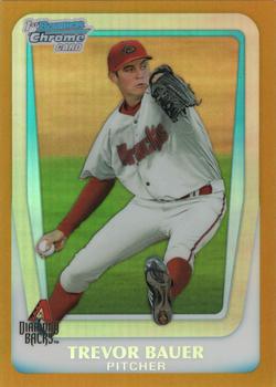 2011 Bowman Draft Picks & Prospects - Chrome Prospects Gold Refractors #BDPP9 Trevor Bauer Front