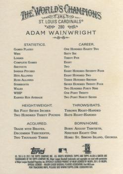 2011 Topps Allen & Ginter #280 Adam Wainwright Back