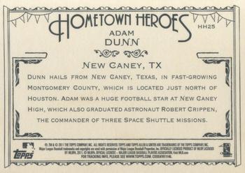 2011 Topps Allen & Ginter - Hometown Heroes #HH25 Adam Dunn Back