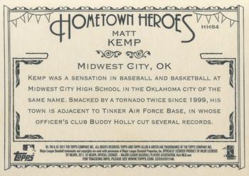 2011 Topps Allen & Ginter - Hometown Heroes #HH84 Matt Kemp Back