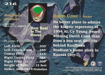 1995 Stadium Club #216 David Cone Back