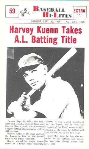 1960 Nu-Cards Baseball Hi-Lites #59 Harvey Kuenn Takes A.L. Batting Title Front