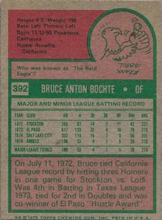 1975 Topps Mini #392 Bruce Bochte Back