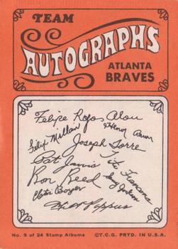 1969 Topps Stamps - Team Albums #5 Atlanta Braves Back