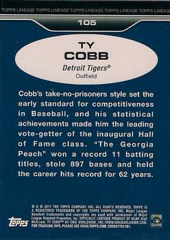 2011 Topps Lineage #105 Ty Cobb Back