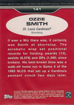 2011 Topps Lineage #141 Ozzie Smith Back