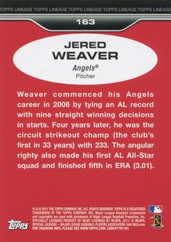 2011 Topps Lineage #163 Jered Weaver Back