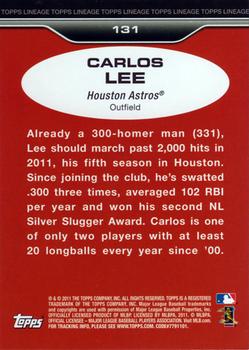 2011 Topps Lineage #131 Carlos Lee Back