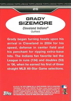2011 Topps Lineage #26 Grady Sizemore Back