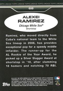 2011 Topps Lineage #68 Alexei Ramirez Back