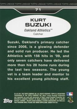 2011 Topps Lineage #71 Kurt Suzuki Back