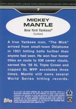 2011 Topps Lineage #7 Mickey Mantle Back