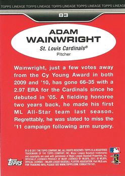 2011 Topps Lineage #83 Adam Wainwright Back