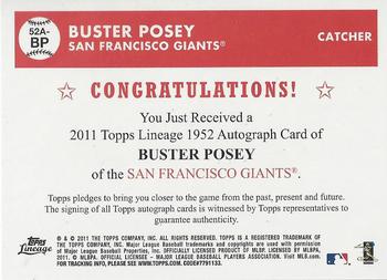 2011 Topps Lineage - 1952 Autographs #52A-BP Buster Posey Back