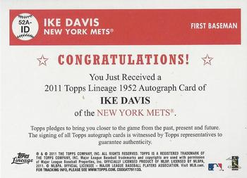 2011 Topps Lineage - 1952 Autographs #52A-ID Ike Davis Back