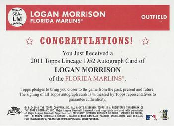 2011 Topps Lineage - 1952 Autographs #52A-LM Logan Morrison Back