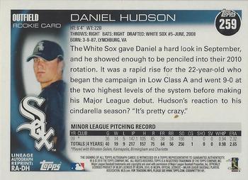 2011 Topps Lineage - Autographs #RA-DH Daniel Hudson Back