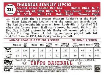 2011 Topps Lineage - Autographs #RA-TL Ted Lepcio Back