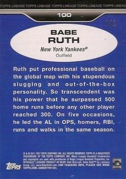 2011 Topps Lineage - Canary Diamond #100 Babe Ruth Back