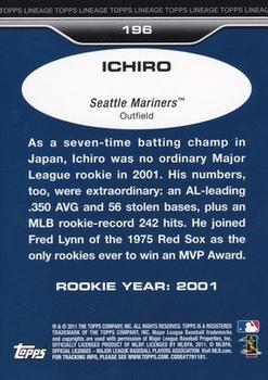 2011 Topps Lineage - Diamond Anniversary Refractors #196 Ichiro Back