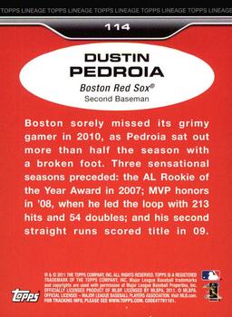 2011 Topps Lineage - Diamond Anniversary Platinum Refractors #114 Dustin Pedroia Back