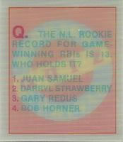 1986 Sportflics Rookies - Trivia Cards #20 Rookies Trivia Quiz Front