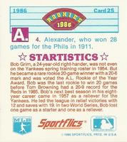 1986 Sportflics Rookies - Trivia Cards #25 Rookies Trivia Quiz Back