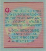 1986 Sportflics Rookies - Trivia Cards #2 Rookies Trivia Quiz Front