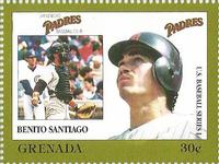 1988 Grenada Baseball Stamps #NNO Benito Santiago Front