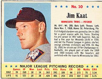 1963 Jell-O #10 Jim Kaat Front