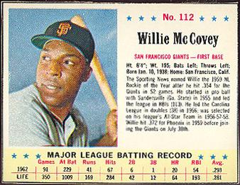 1963 Jell-O #112 Willie McCovey Front